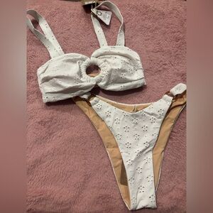 White Eyelet Bikini Set